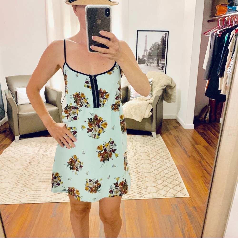 Kimchi Blue Green Floral Print Dress Size XS